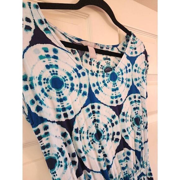 Banana Republic tie dye elastic waist dress size small blue and white - Picture 3 of 8